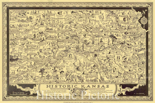 Map : Kansas 1941, Historic Kansas , Antique Vintage Reproduction