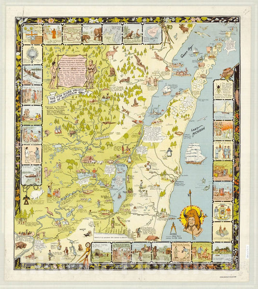 Map : Fox River Valley, Wisconsin 1931, The Fox River Valley of Wisconsin , Antique Vintage Reproduction