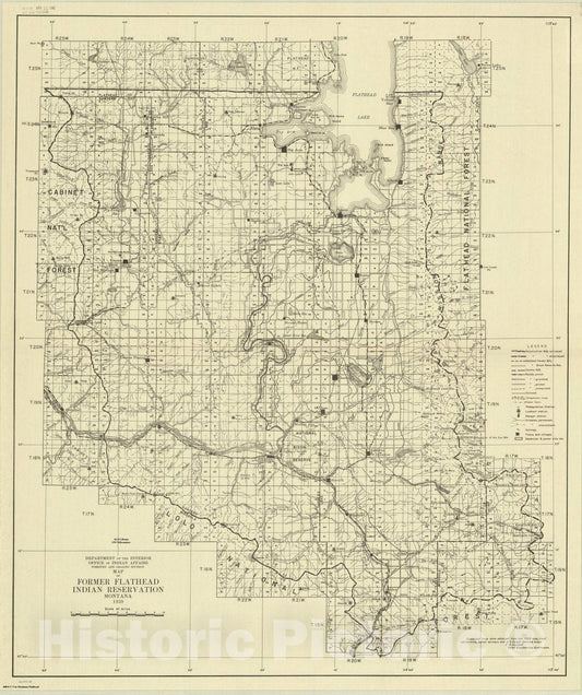 Map : Montana, Map of former Flathead Indian Reservation, Montana , Antique Vintage Reproduction
