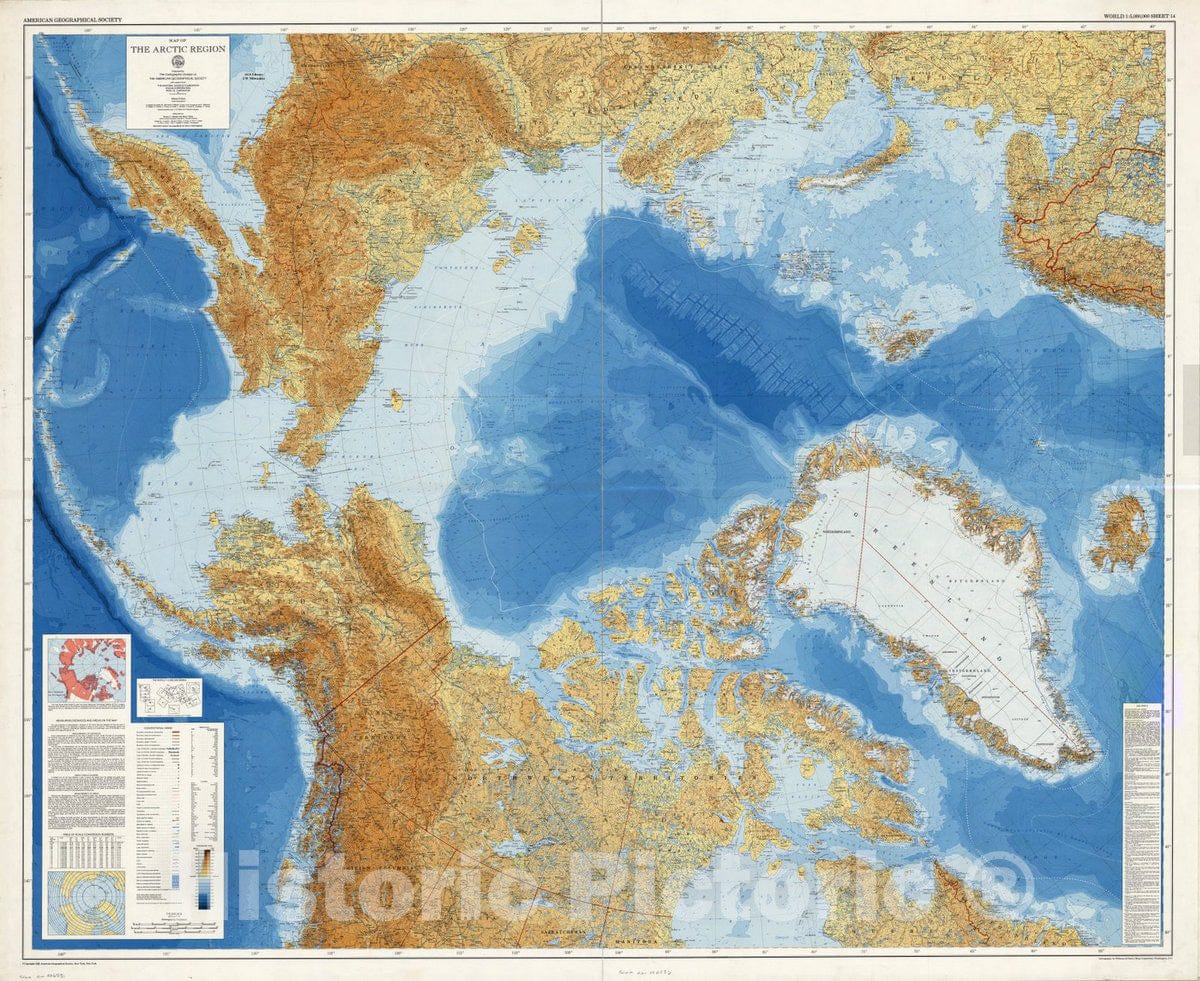 Map : Arctic 1975, Map of the Arctic region , Antique Vintage Reproduction