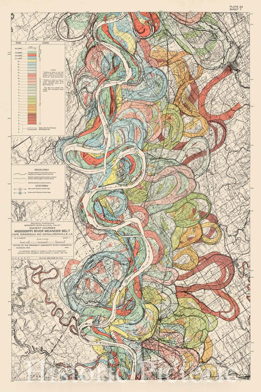 Map : Lower Mississippi River 1944 27, Geological investigation of the alluvial valley of the lower Mississippi river , Antique Vintage Reproduction
