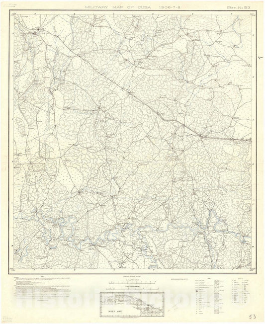 Map : Cuba 1906 81, Military map of Cuba , Antique Vintage Reproduction