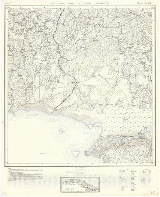 Map : Cuba 1906 83, Military map of Cuba , Antique Vintage Reproduction