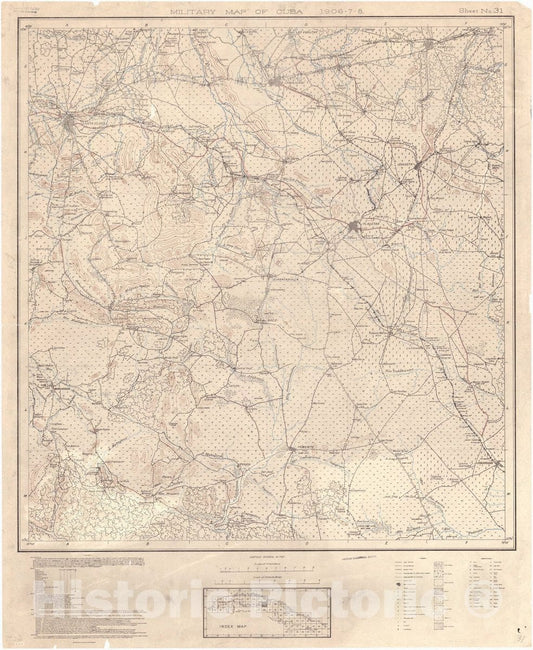 Map : Cuba 1906 88, Military map of Cuba , Antique Vintage Reproduction