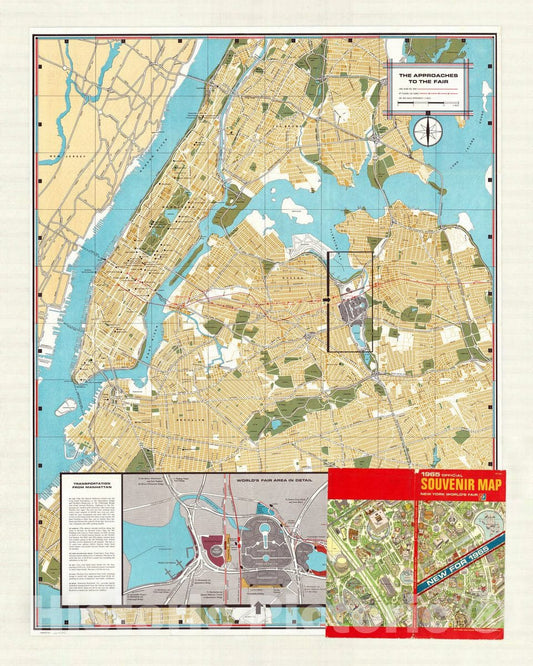 Map : New York City 1965 1, New York World's Fair : 1965 official souvenir map , Antique Vintage Reproduction