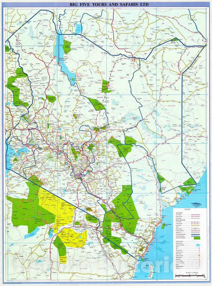 Map : Kenya and Tanzania 199-?, A touring map of Kenya and Northern Tanzania , Antique Vintage Reproduction