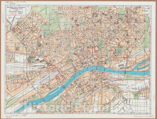 Map : Frankfurt am Main, Germany 1961, Ravenstein kleiner Strassenplan von Frankfurt am Main , Antique Vintage Reproduction