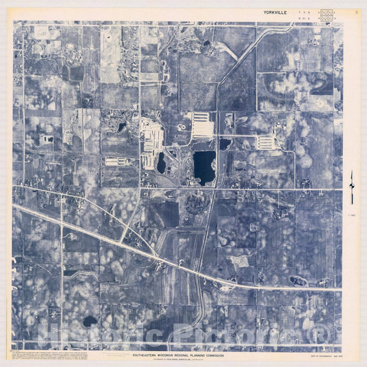 Map : Yorkville T3 N4, R21 E9 1975, [Aerial photographs of southeastern Wisconsin] , Antique Vintage Reproduction
