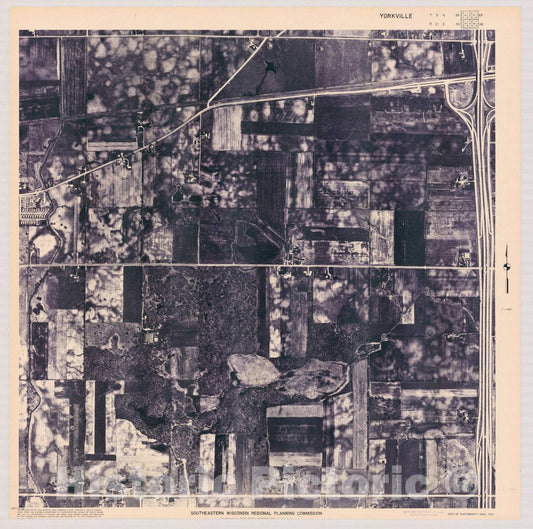 Map : Yorkville T3 N26, R21 E35 1970, [Aerial photographs of southeastern Wisconsin] , Antique Vintage Reproduction