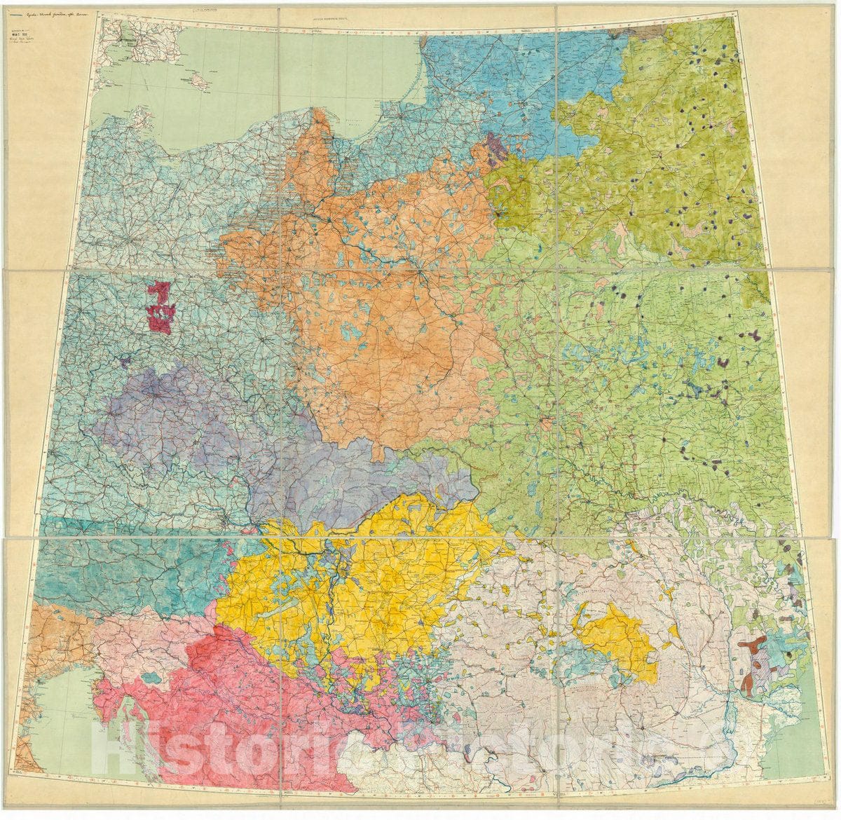 Map : Central Europe 1919, Antique Vintage Reproduction