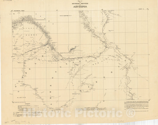 Map : Abyssinia 1909 4, Map of the southern frontier of Abyssinia , Antique Vintage Reproduction