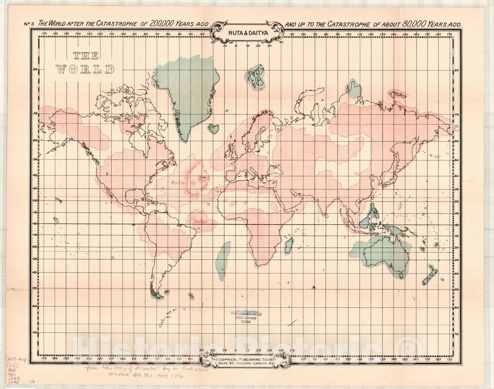 Historic Map : The story of Atlantis : a geographical, historical, and ethnological sketch illustrated by four maps of the world, 1896 v1