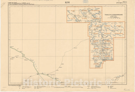 Map : Chari River, 1909 1, Carte du Chari , Antique Vintage Reproduction