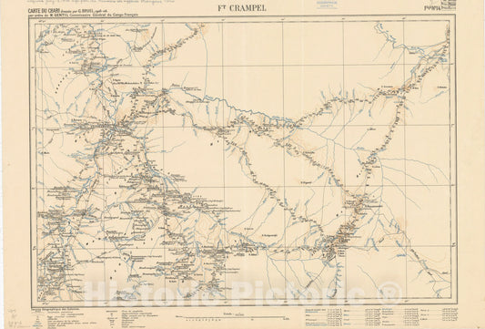 Map : Chari River, 1909 3, Carte du Chari , Antique Vintage Reproduction
