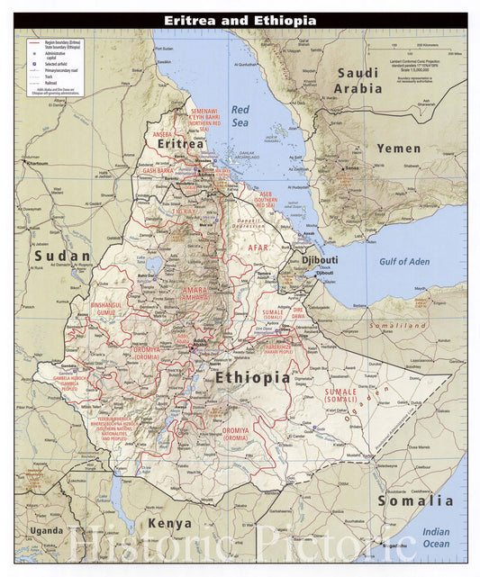 Map : Eritrea and Ethiopia , Eritrea and Ethiopia , Antique Vintage Reproduction