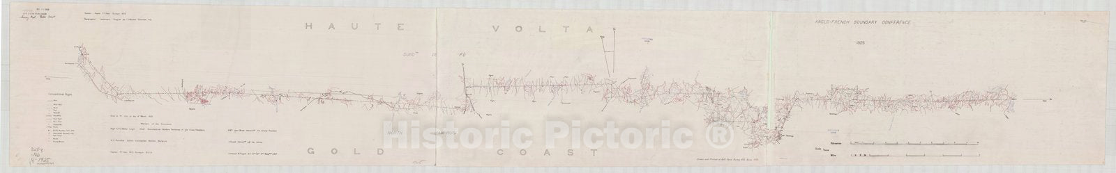 Map : Ghana and Burkina Faso boundary 1925, Anglo-French Boundary Conference 1925 , Antique Vintage Reproduction