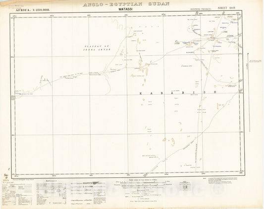 Map : Matassi, Anglo-Egyptian Sudan 1938, Africa 1:250,000, Anglo-Egyptian Sudan, Matassi sheet 44-H , Antique Vintage Reproduction