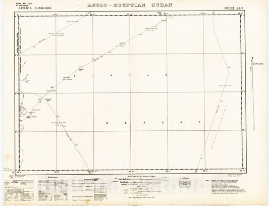 Map : Anglo-Egyptian Sudan, sheet 44-I 1942, Africa 1:250,000, Anglo-Egyptian Sudan, sheet 44-I , Antique Vintage Reproduction