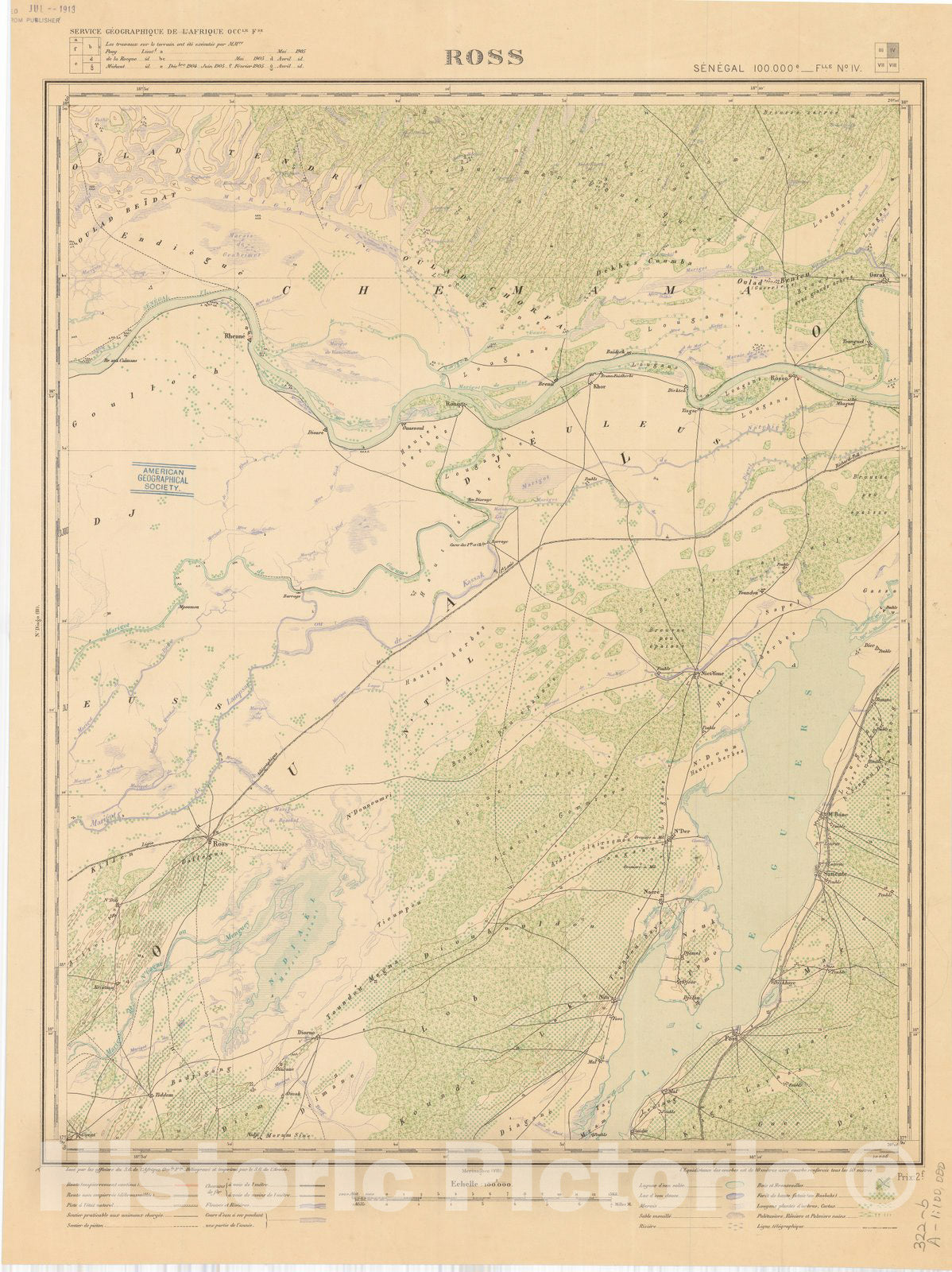 Map : Ross, Senegal 1913, Ross, Senegal 1:100 000 , Antique Vintage Reproduction