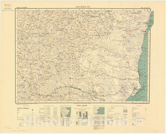 Map : Rio Doce - NO, Brazil 1961, Carta do Brasil , Antique Vintage Reproduction
