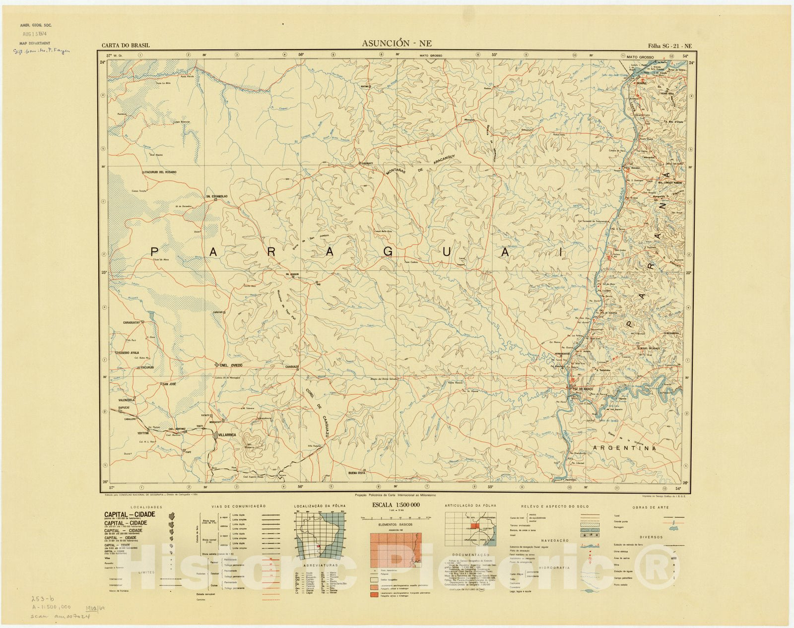 Map : Asuncion - NE, Brazil 1964, Carta do Brasil , Antique Vintage Reproduction