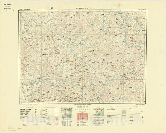 Map : Curitaba - NO, Brazil 1967, Carta do Brasil , Antique Vintage Reproduction