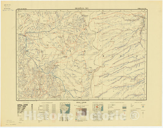 Map : Brasilia - NO, Brazil 1964, Carta do Brasil , Antique Vintage Reproduction