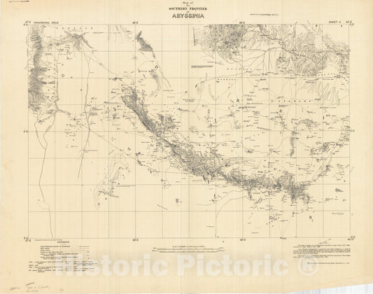 Map : Abyssinia 1909 1, Map of the southern frontier of Abyssinia , Antique Vintage Reproduction
