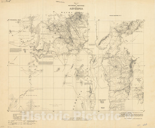 Map : Abyssinia 1909 2, Map of the southern frontier of Abyssinia , Antique Vintage Reproduction
