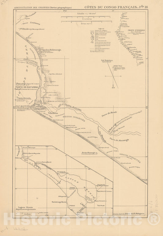 Map : Africa 1893 19, Atlas des co?tes du Congo franc?ais en vingt-deux feuilles a l'echelle de 1, Antique Vintage Reproduction