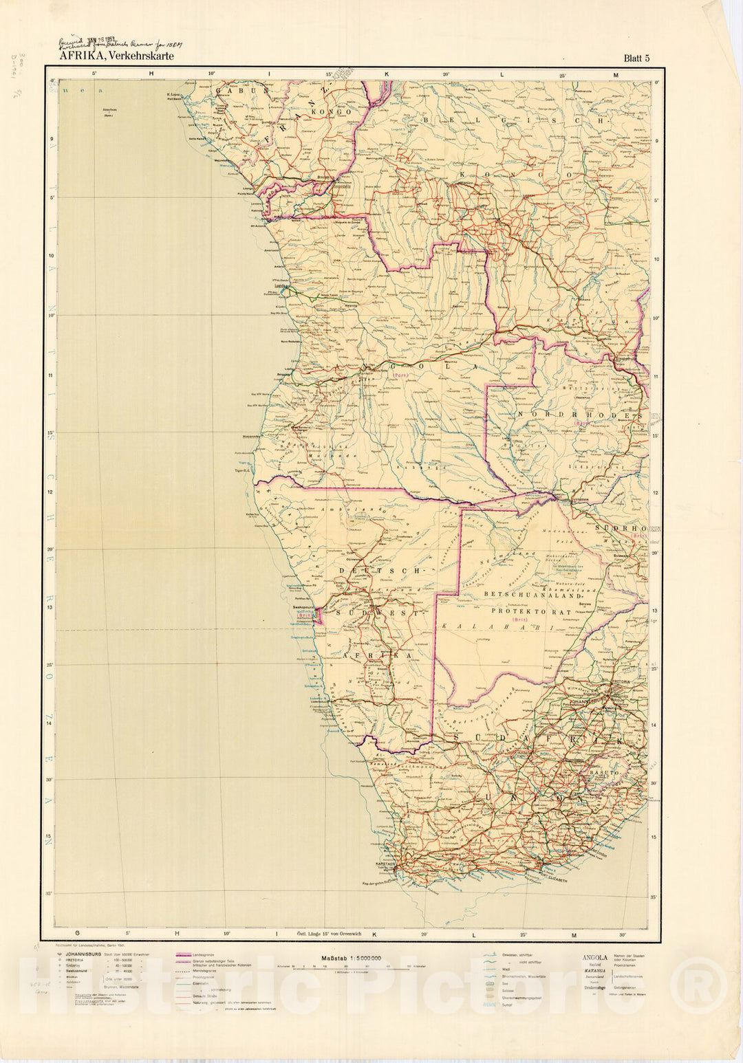 Map : Africa 1941 2, Afrika, Verkehrskarte , Antique Vintage Reproduction