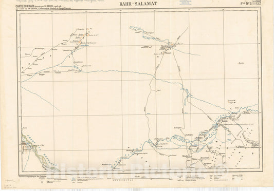 Map : Chari River, 1909 12, Carte du Chari , Antique Vintage Reproduction