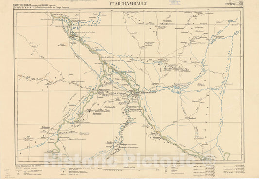 Map : Chari River, 1909 13, Carte du Chari , Antique Vintage Reproduction