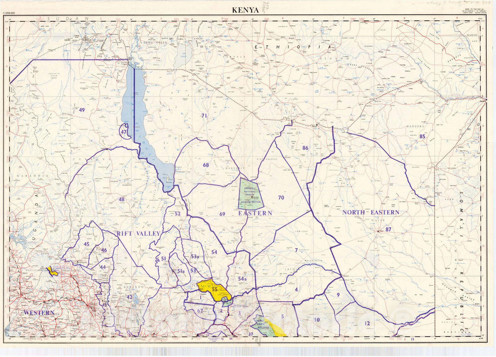 Map : Kenya 1965 2, Kenya hunting map, Antique Vintage Reproduction