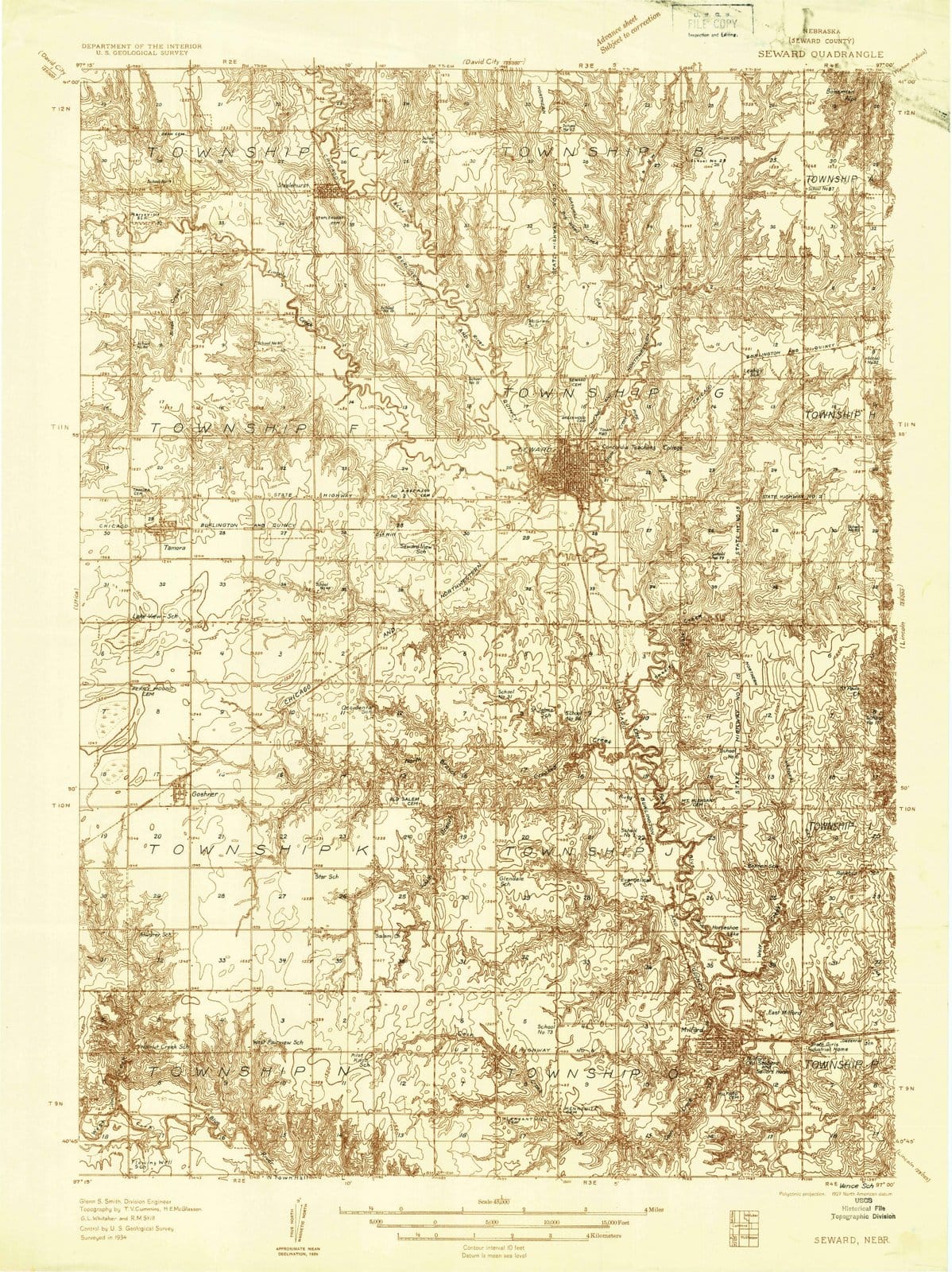 1934 Seward, NE - Nebraska - USGS Topographic Map