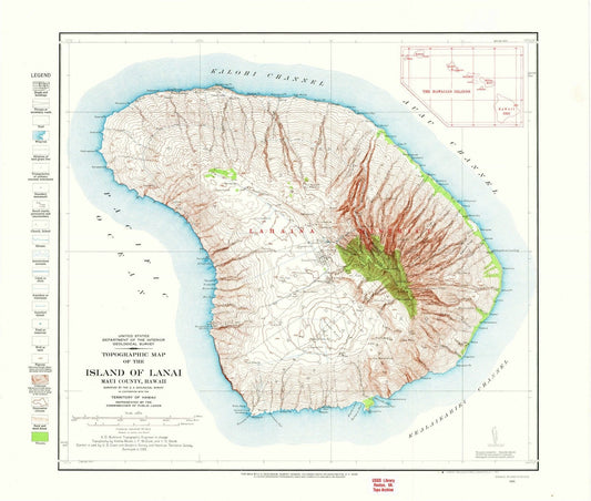 1923 Island of Lanai, HI - Hawaii - USGS Topographic Map