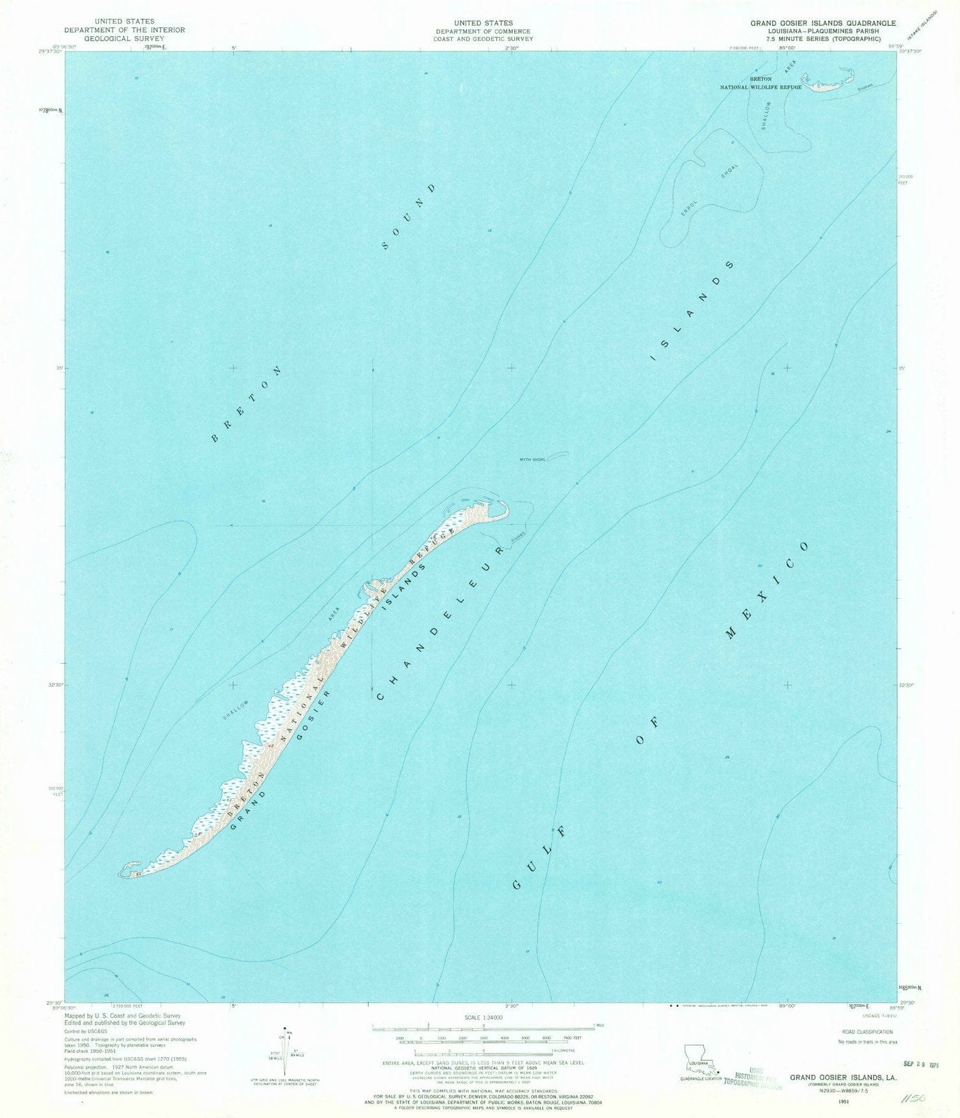 1951 Grand Gosier Islands, LA - Louisiana - USGS Topographic Map