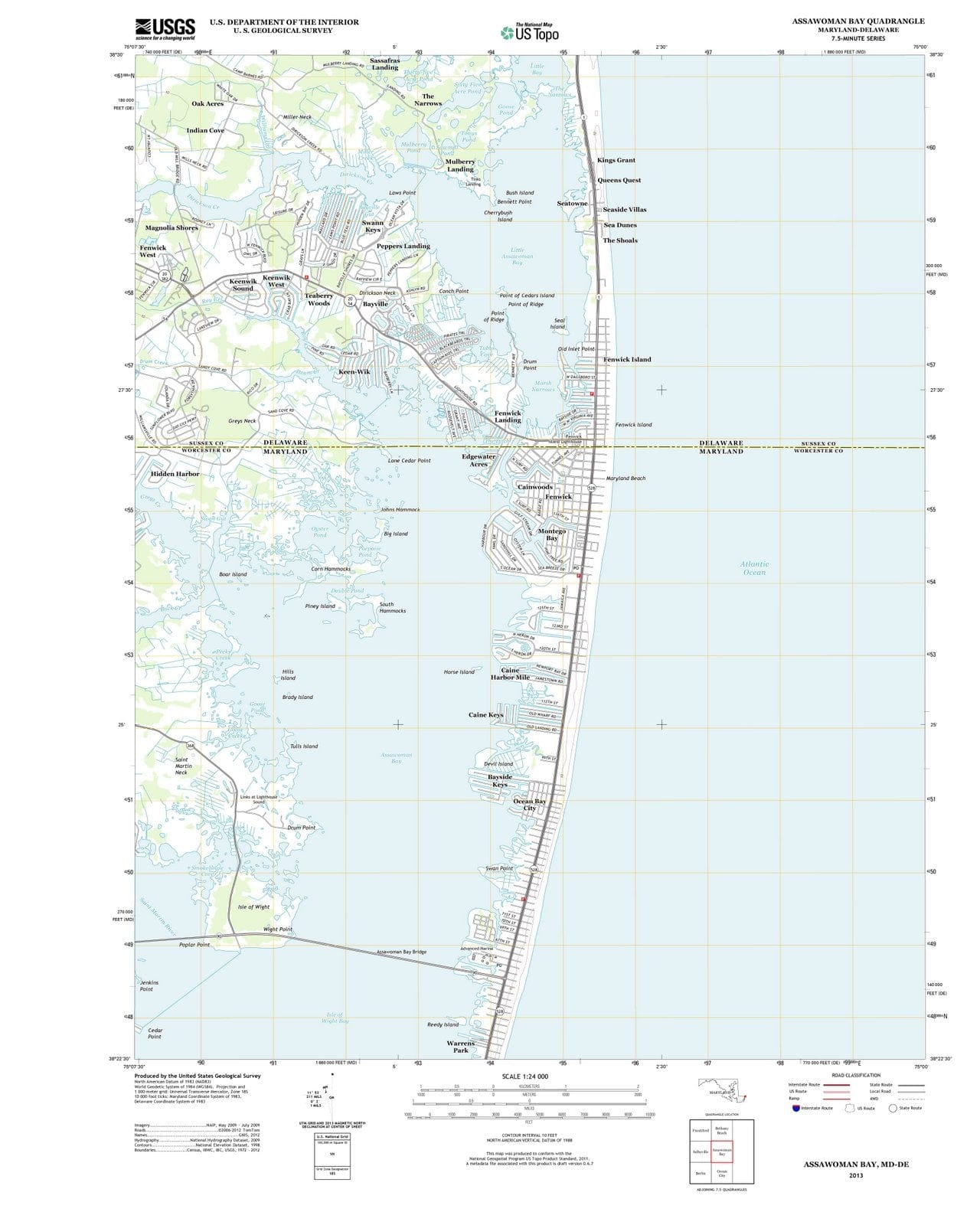 2013 Assawoman Bay, MD - Maryland - USGS Topographic Map