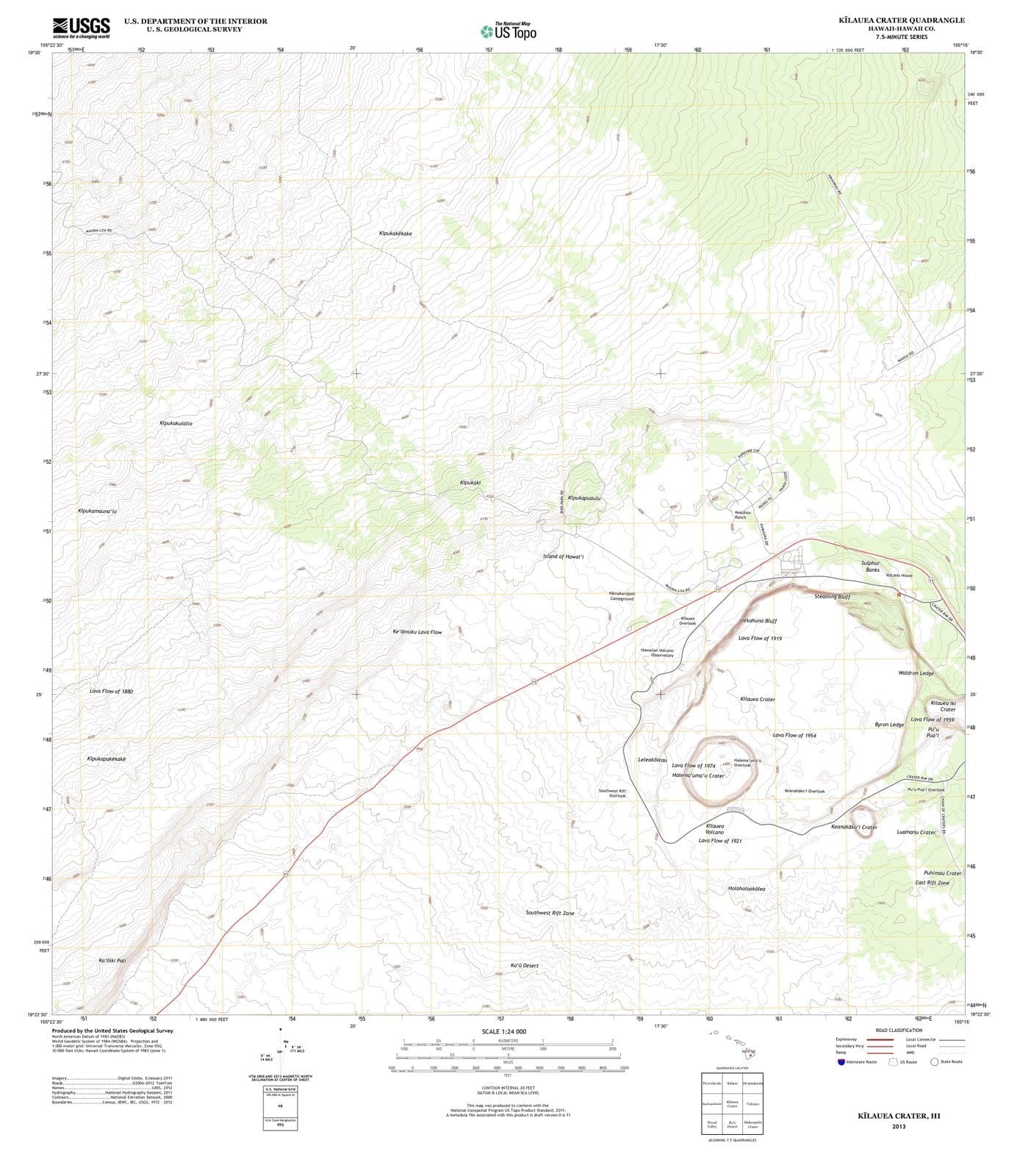2013 Kilauea Crater, HI - Hawaii - USGS Topographic Map