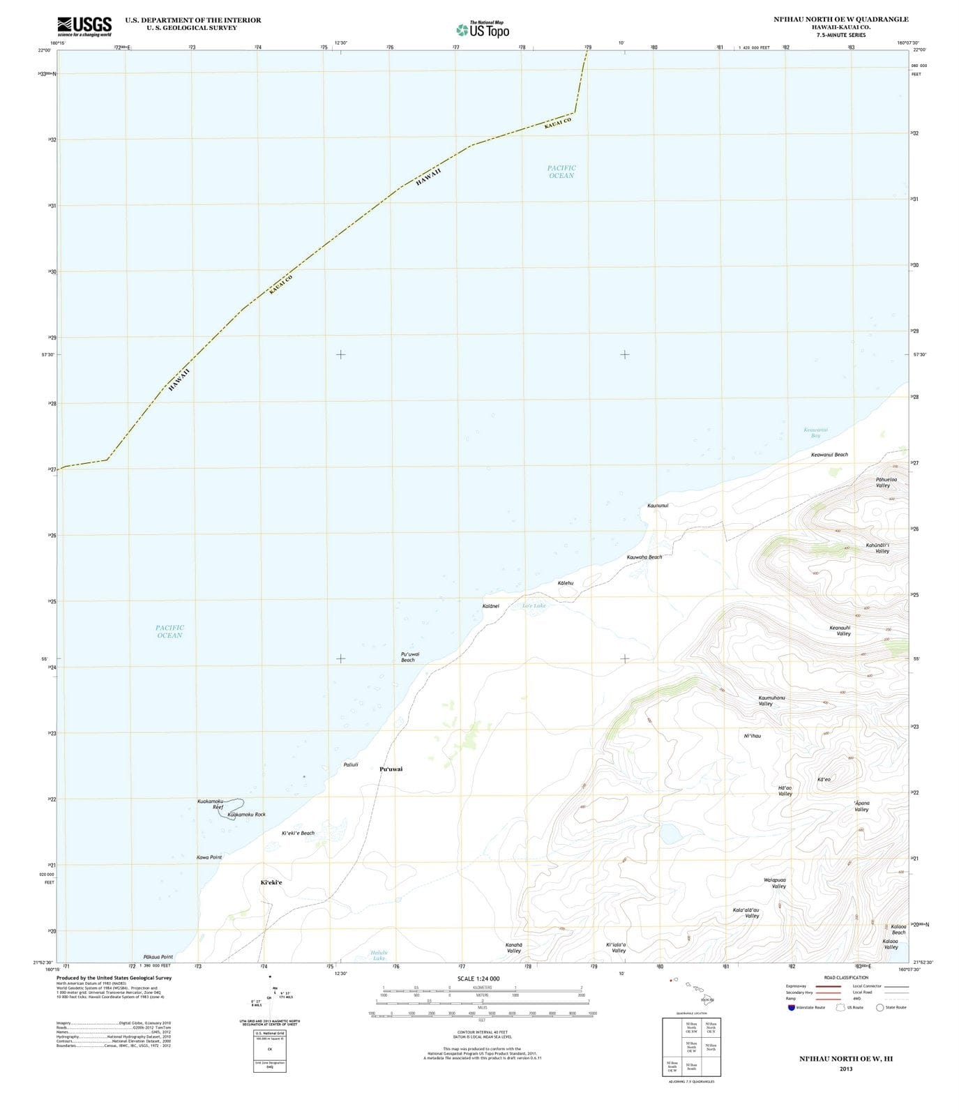 2013 Niihau North, HI - Hawaii - USGS Topographic Map