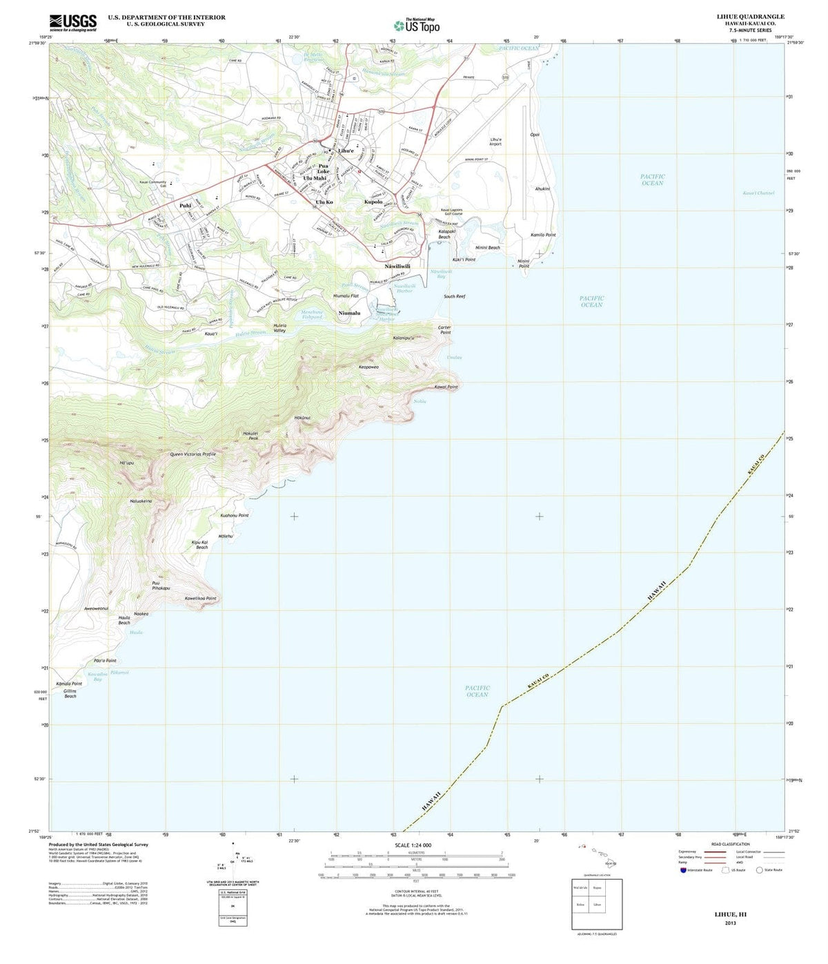 2013 Lihue, HI - Hawaii - USGS Topographic Map