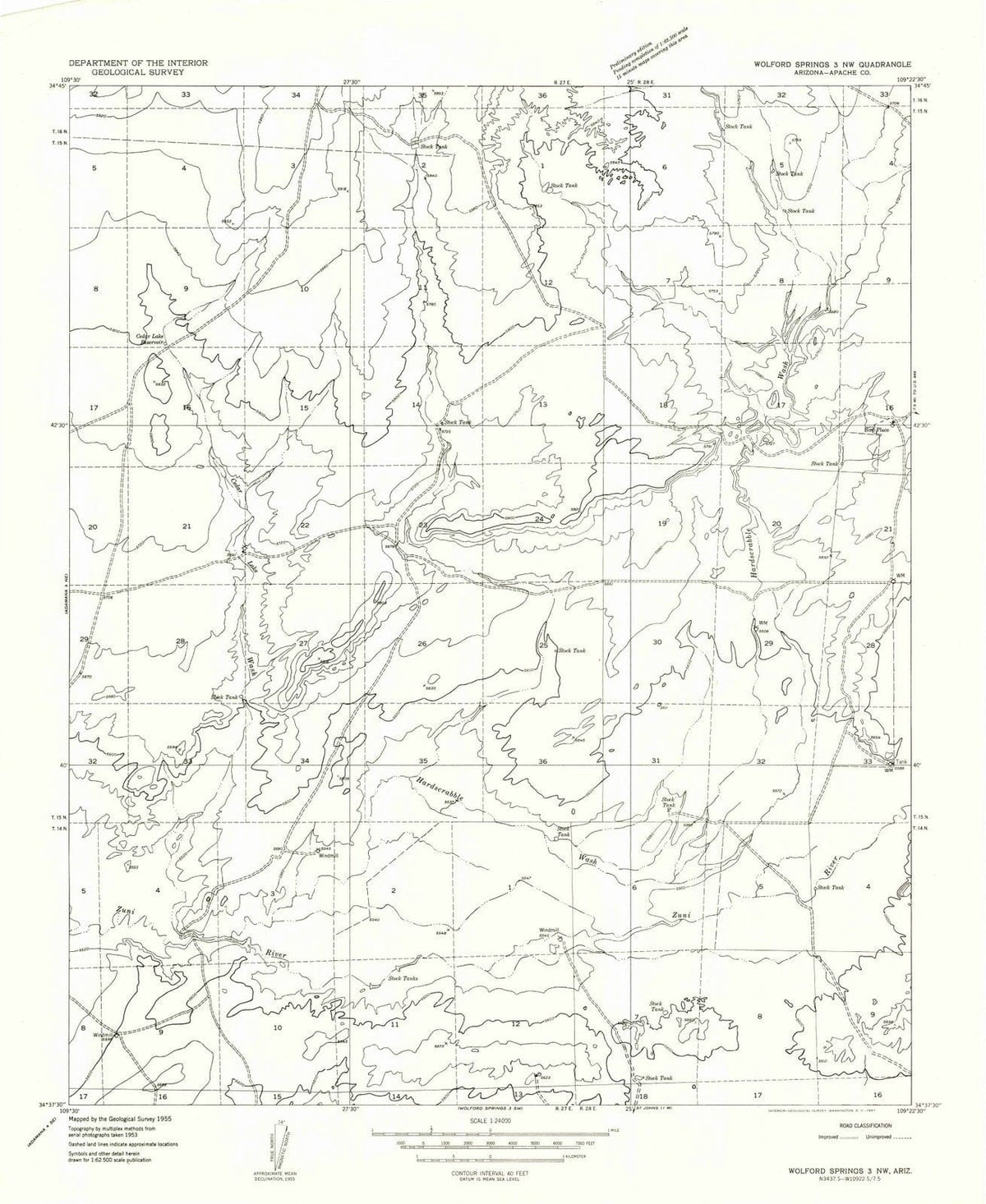 1955 Wolford Springs 3, AZ - Arizona - USGS Topographic Map v2