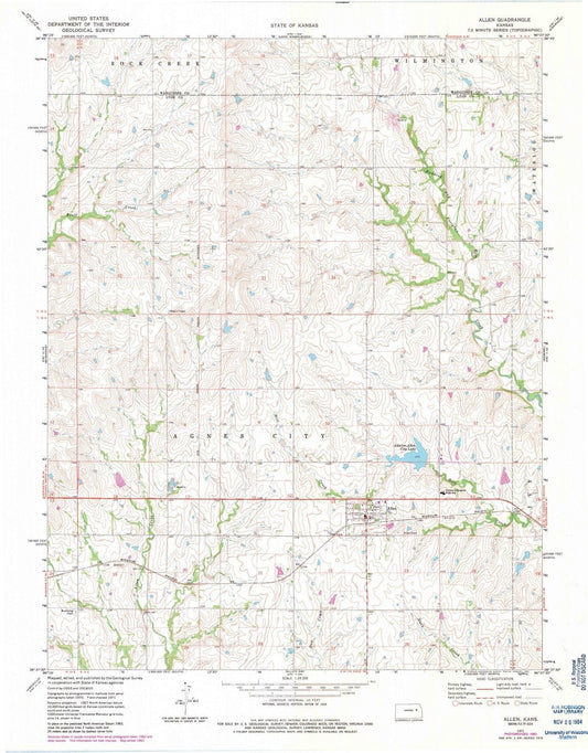 1971 Allen, KS - Kansas - USGS Topographic Map