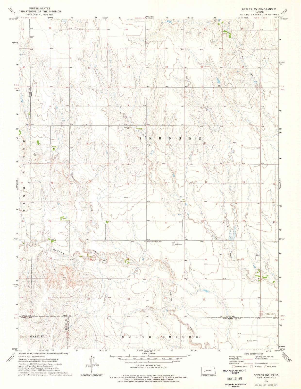 1974 Beeler, KS - Kansas - USGS Topographic Map v2