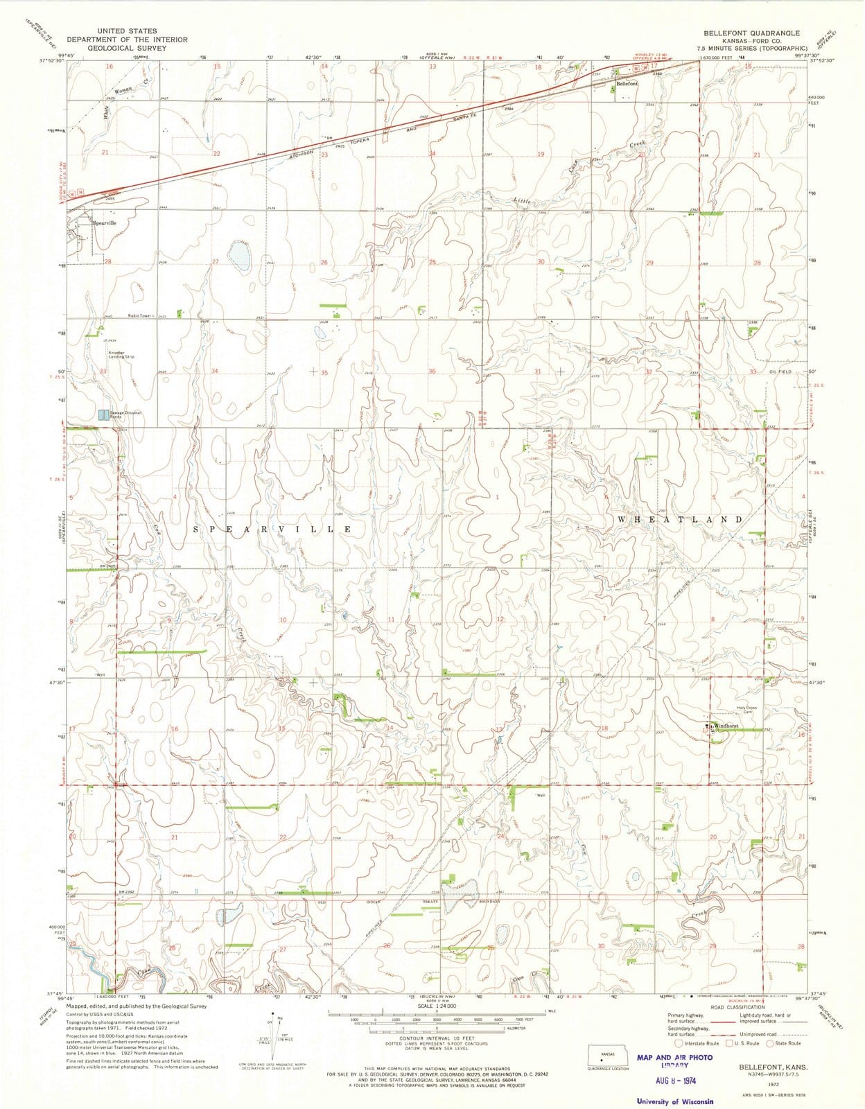 1972 Bellefont, KS - Kansas - USGS Topographic Map