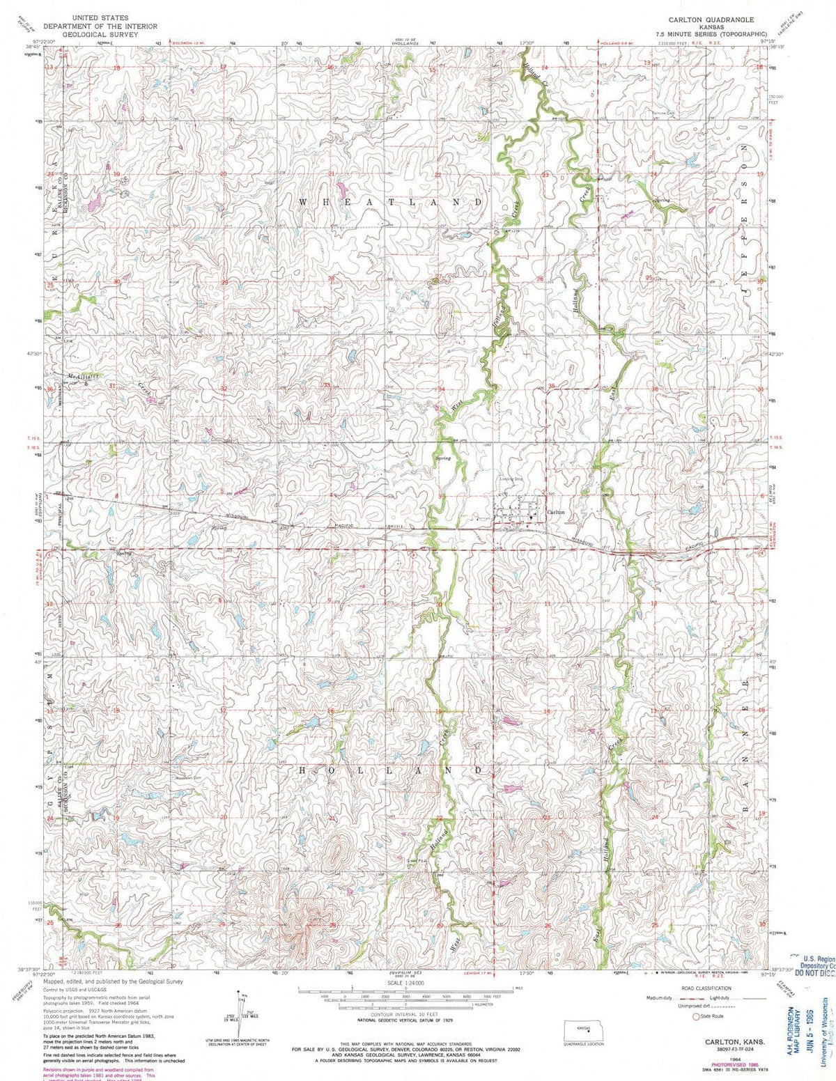 1964 Carlton, KS - Kansas - USGS Topographic Map
