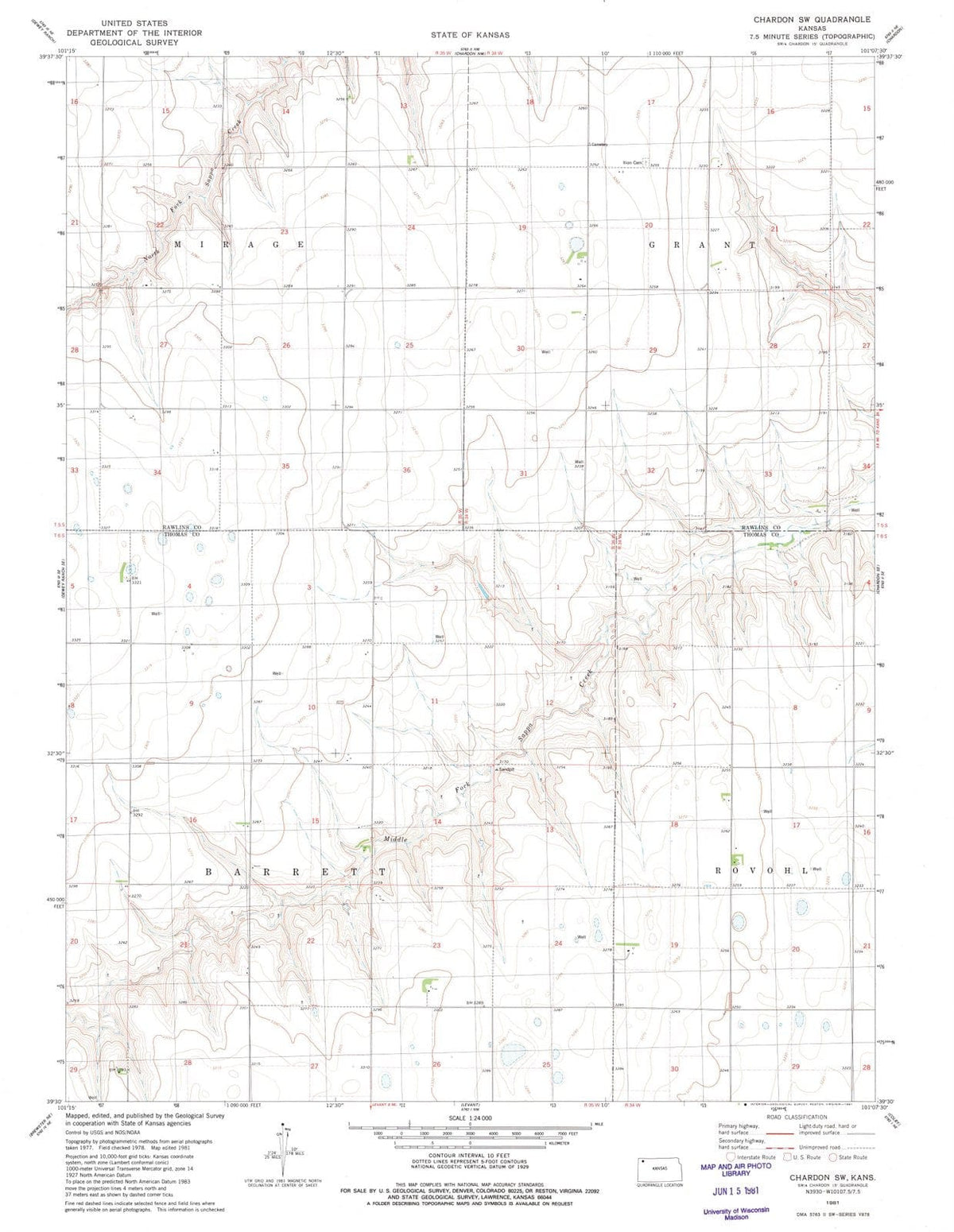 1981 Chardon, KS - Kansas - USGS Topographic Map v3