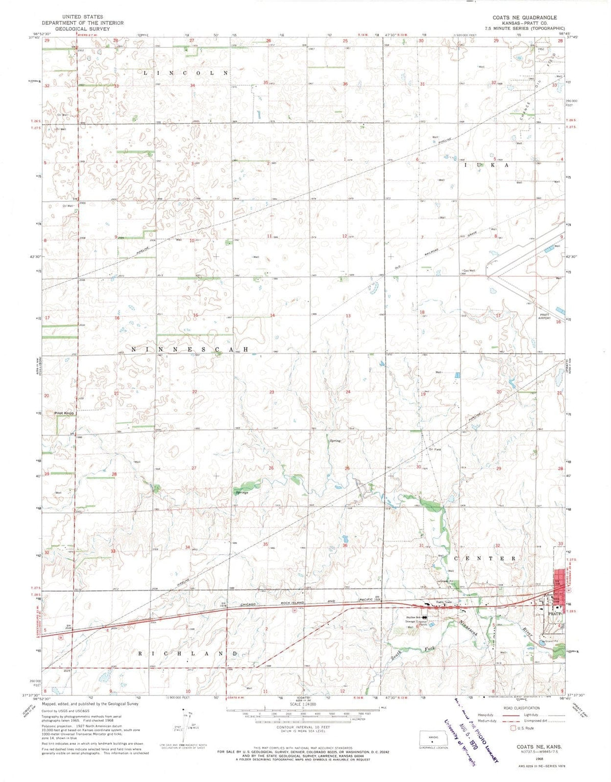 1968 Coats, KS - Kansas - USGS Topographic Map