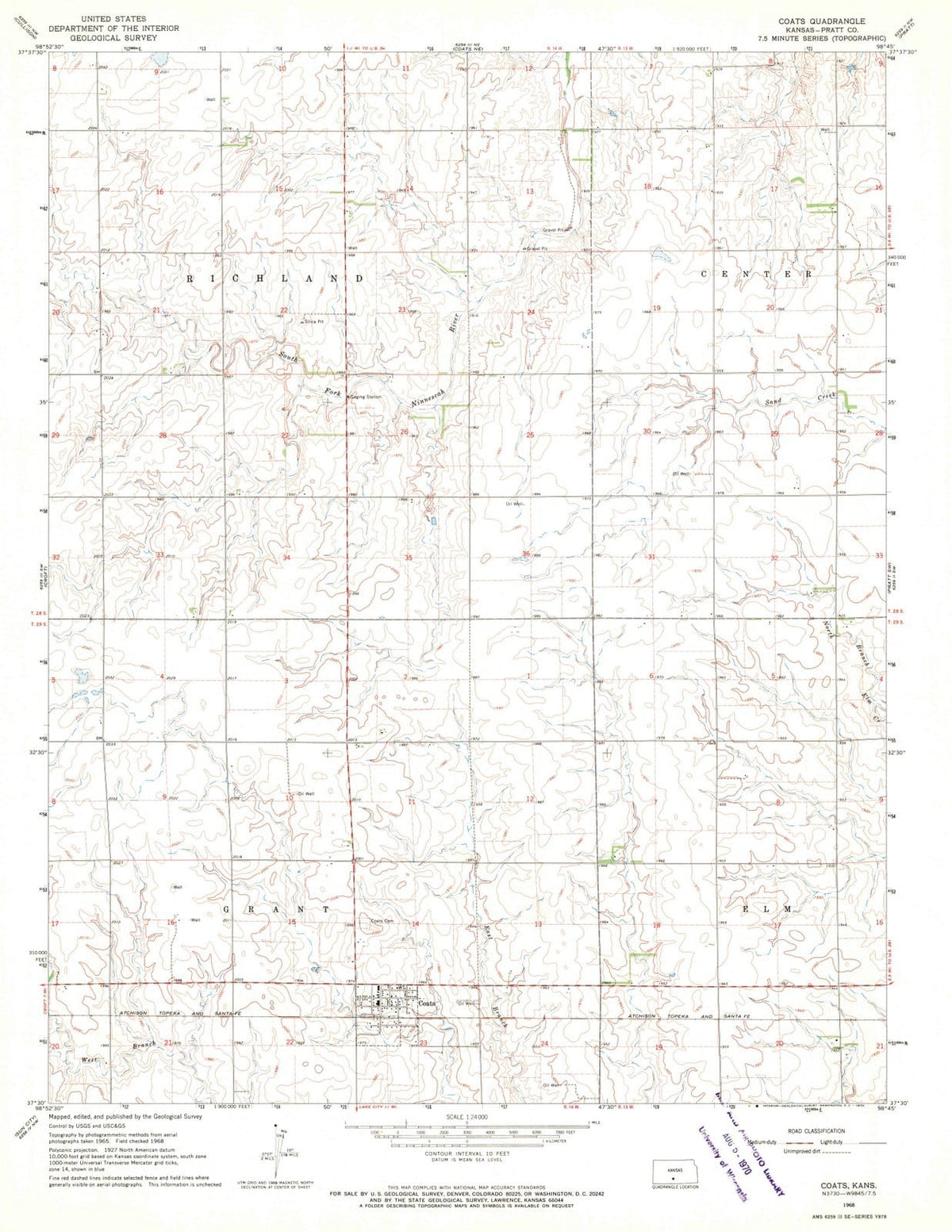 1968 Coats, KS - Kansas - USGS Topographic Map v2