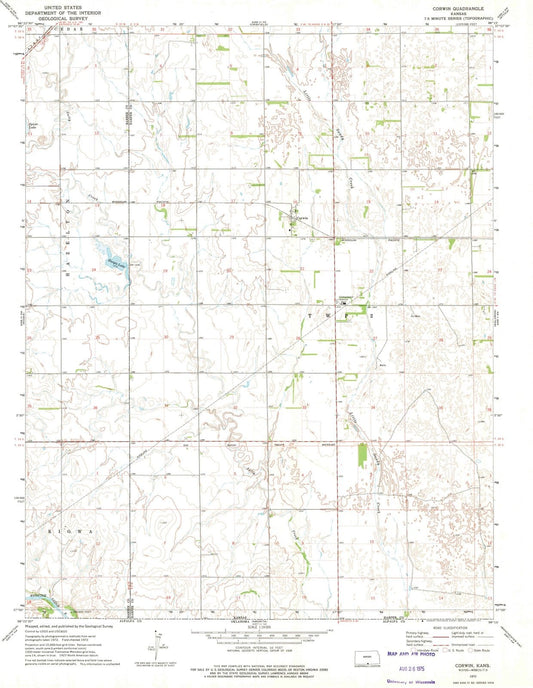 1972 Corwin, KS - Kansas - USGS Topographic Map